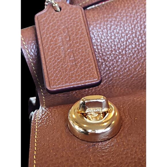 ❤️ Coach 55200 Polished Pebble Leather Charlie Bucket Cognac Crossbody - Picture 10 of 11